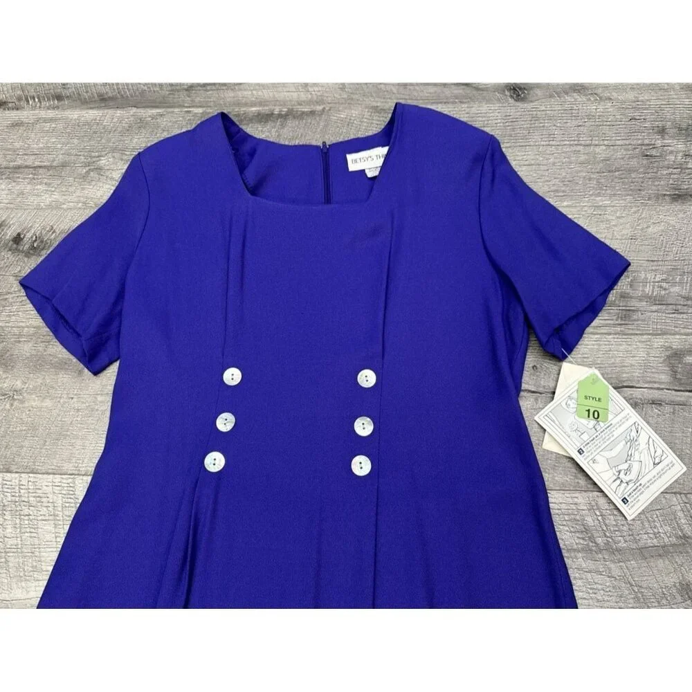 Vintage Betsys Things Dress‎ Womens 10 Purple Long Pleated Modest 90s Retro NEW - Picture 3 of 15